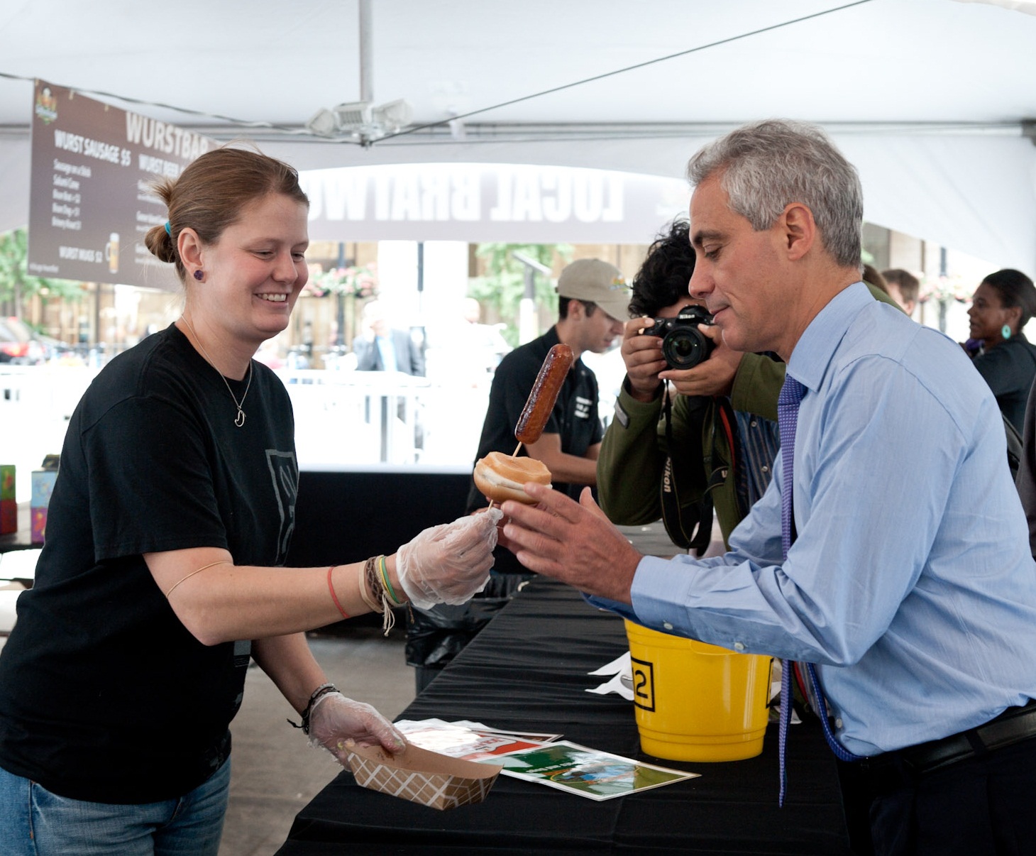  Mayor Emanuel joins residents at the opening day of The Wurst Festival at Daley Plaza